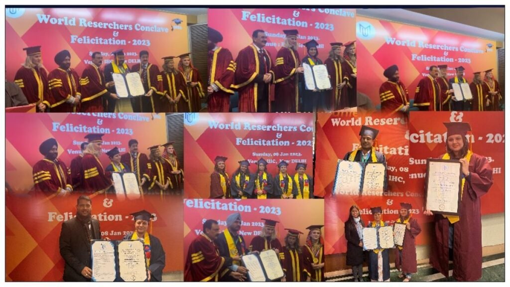 University of Macaria conferred Doctoral Degrees to Eminant Personalities for their contribution in their sector specific at IHC New Delhi.